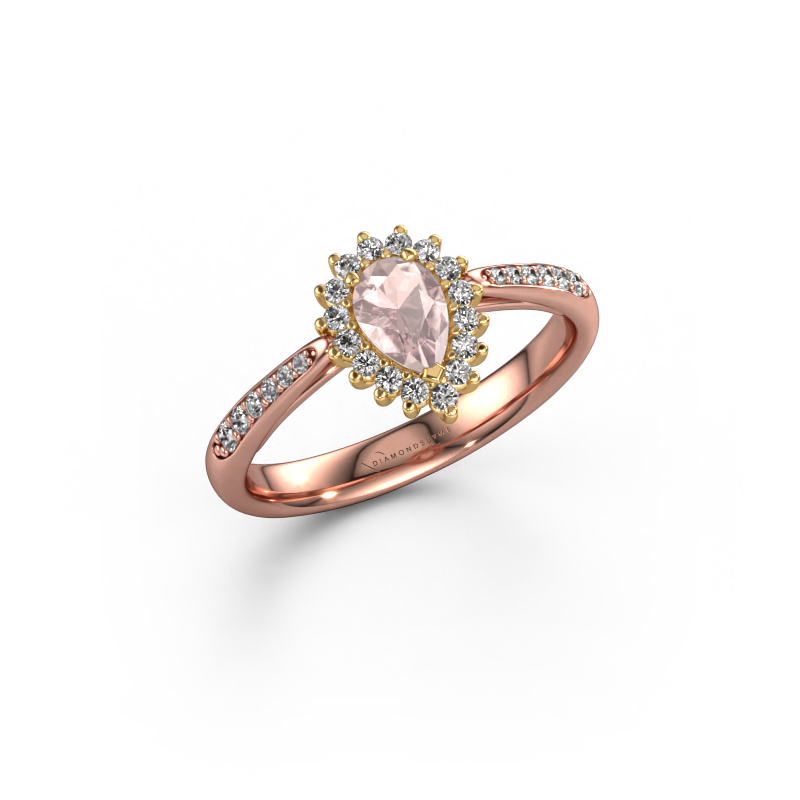Image of Engagement ring Tilly per 2 585 rose gold Morganite champagne 6x4 mm