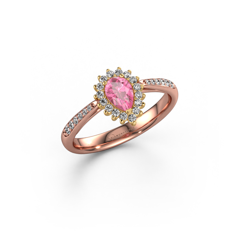 Image of Engagement ring Tilly per 2 585 rose gold Pink sapphire 6x4 mm