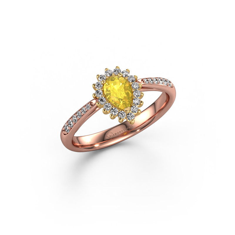 Bild von Verlobungsring Tilly per 2 585 Roségold Gelb Saphir 6x4 mm