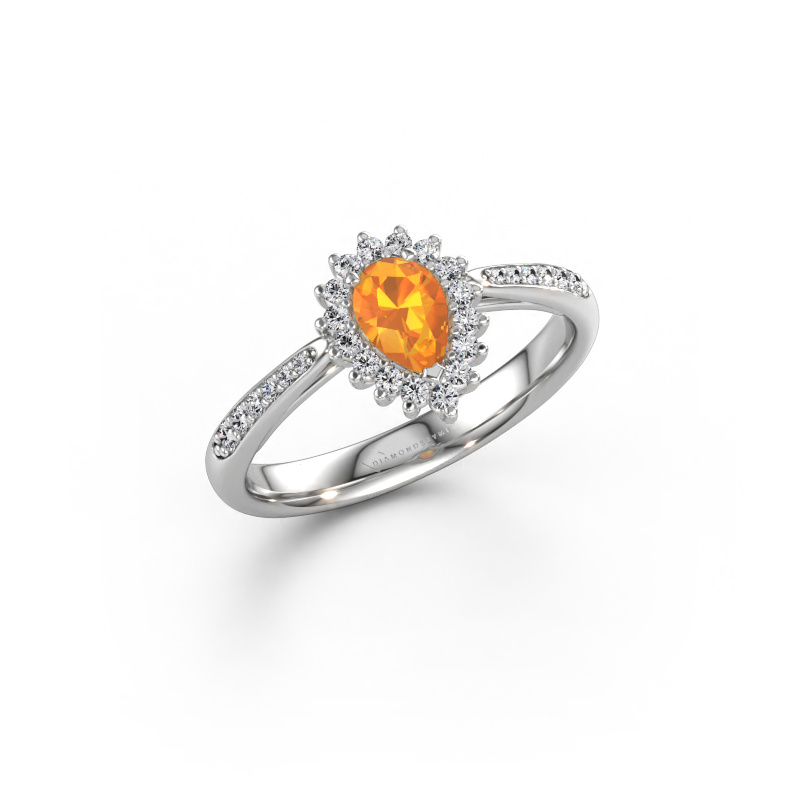 Image de Bague de fiançailles Tilly per 2 585 or blanc Citrine 6x4 mm