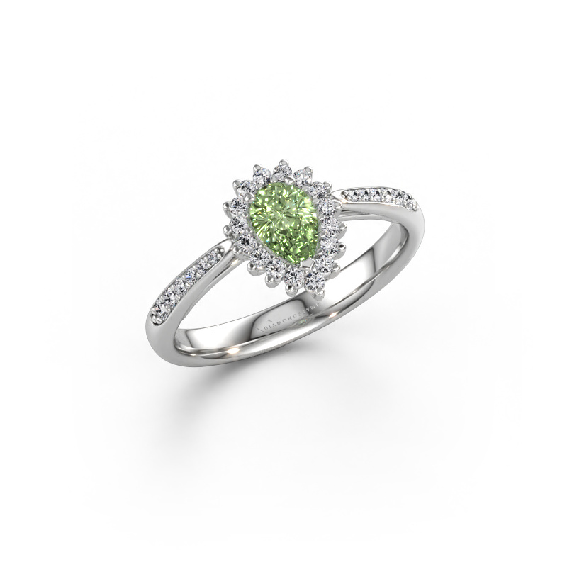 Immagine di Anello di fidanzamento Tilly per 2 585 oro bianco Diamante lab grown verde 6x4 mm