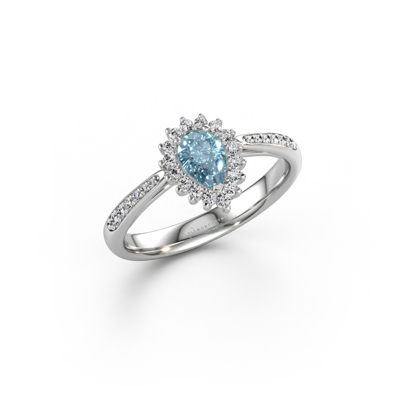 Immagine di Anello di fidanzamento Tilly per 2 585 oro bianco Diamante lab grown blu 6x4 mm