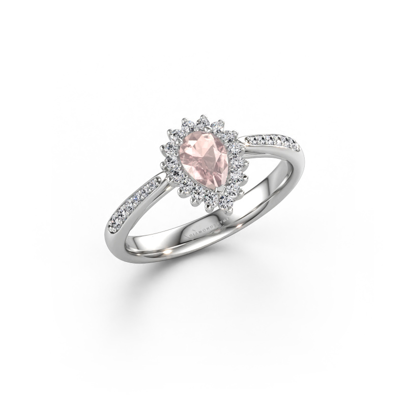 Immagine di Anello di fidanzamento Tilly per 2 585 oro bianco Morganite champagne 6x4 mm