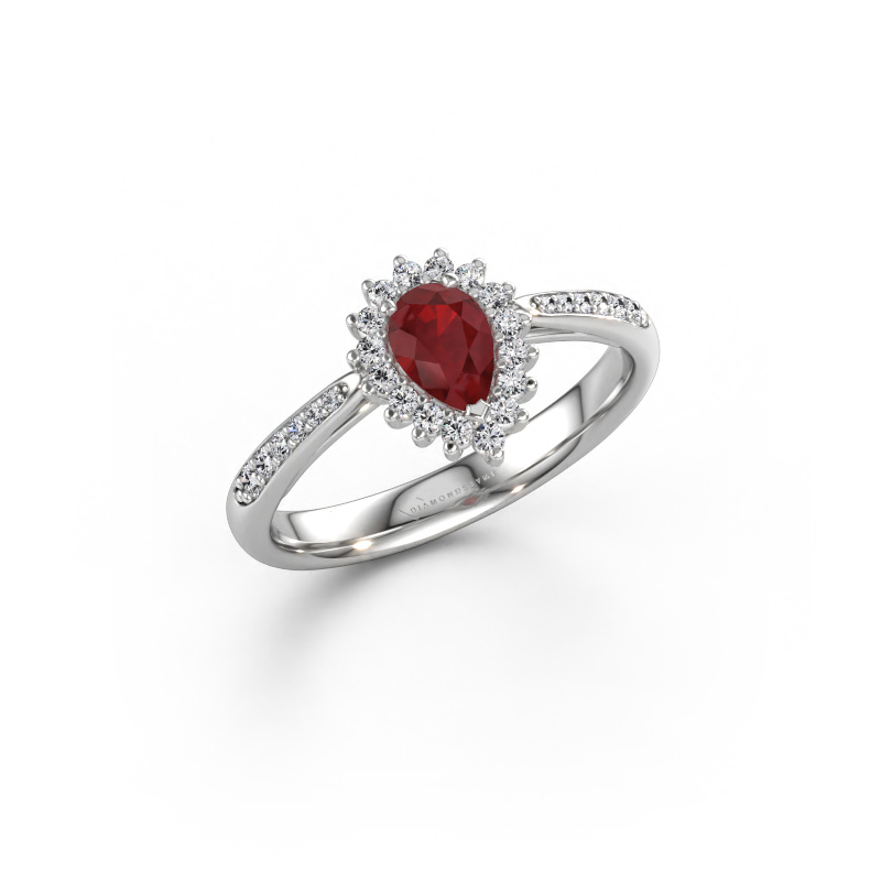 Immagine di Anello di fidanzamento Tilly per 2 585 oro bianco Rubino 6x4 mm