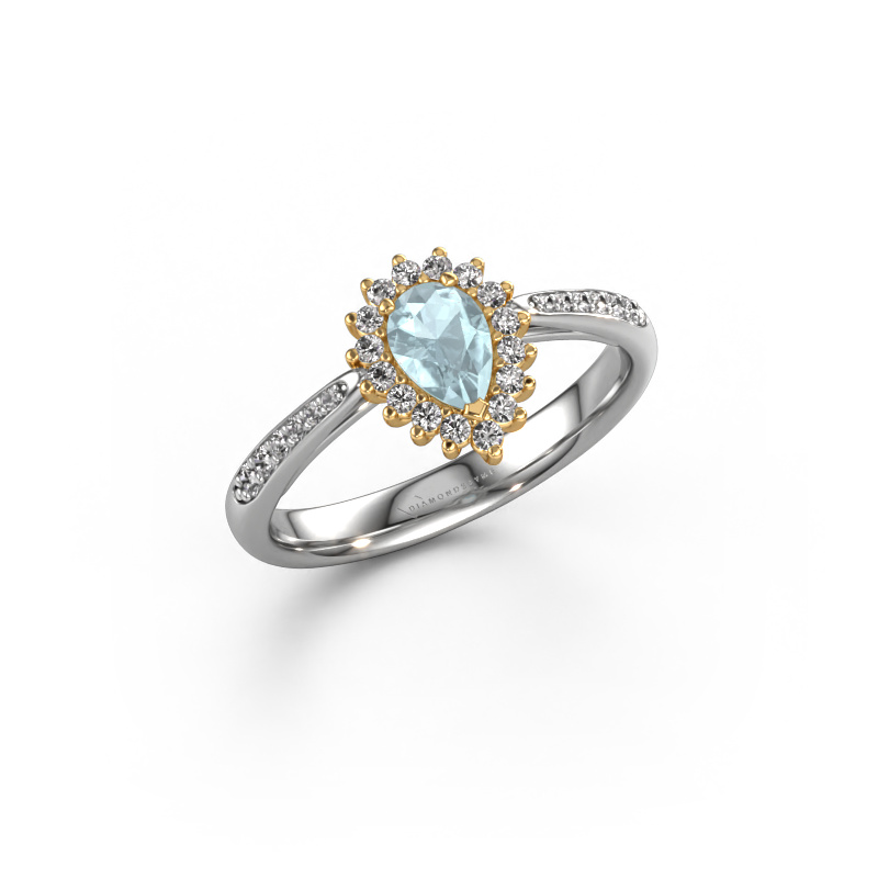 Bild von Verlobungsring Tilly per 2 585 Weißgold Aquamarin 6x4 mm