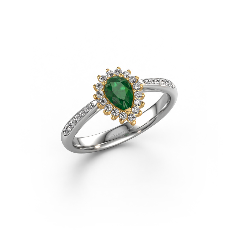 Image of Engagement ring Tilly per 2 585 white gold Emerald 6x4 mm