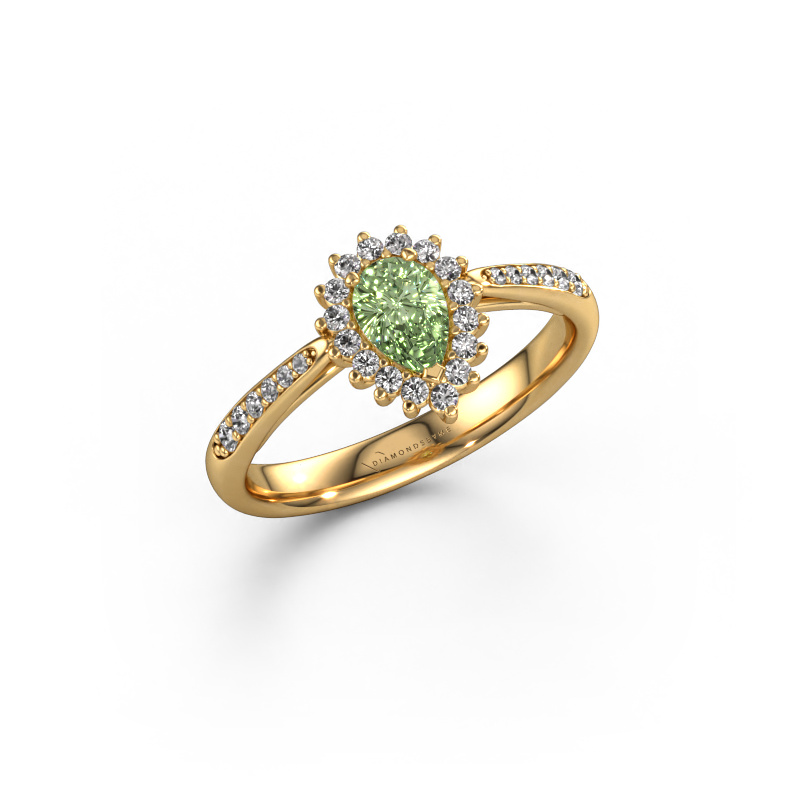 Image of Engagement ring Tilly per 2 585 gold Green lab grown diamond 6x4 mm