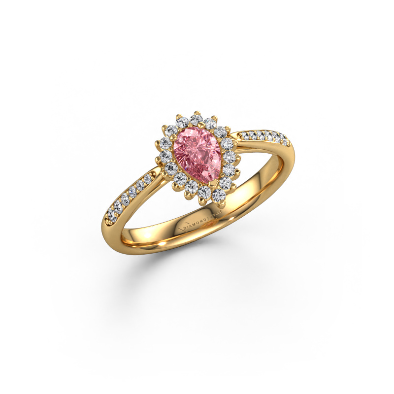 Image of Engagement ring Tilly per 2 585 gold Pink lab grown diamond 6x4 mm