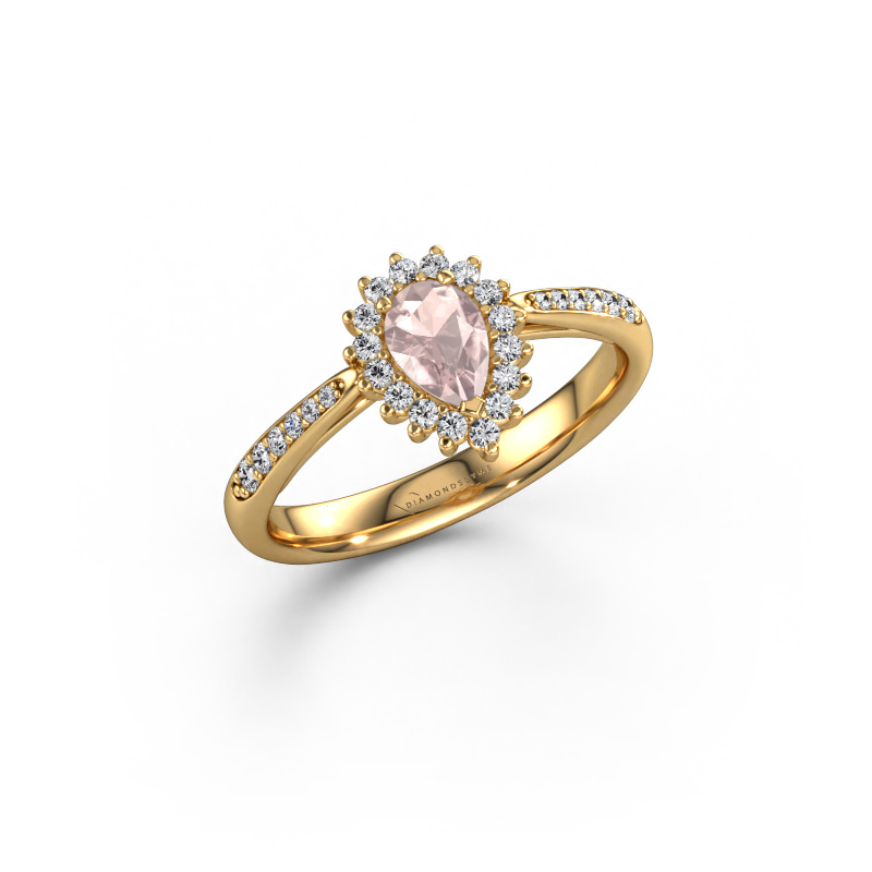 Image of Engagement ring Tilly per 2 585 gold Morganite champagne 6x4 mm