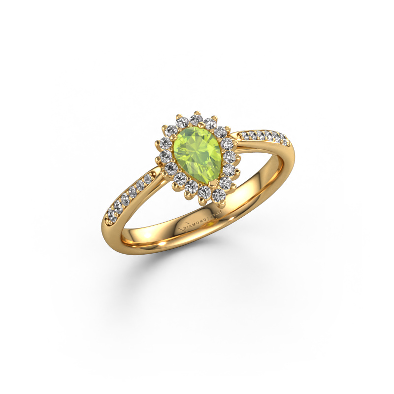Image of Engagement ring Tilly per 2 585 gold Peridot 6x4 mm