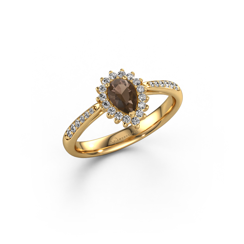 Bild von Verlobungsring Tilly per 2 585 Gold Rauchquarz 6x4 mm