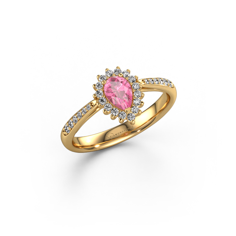 Image of Engagement ring Tilly per 2 585 gold Pink sapphire 6x4 mm