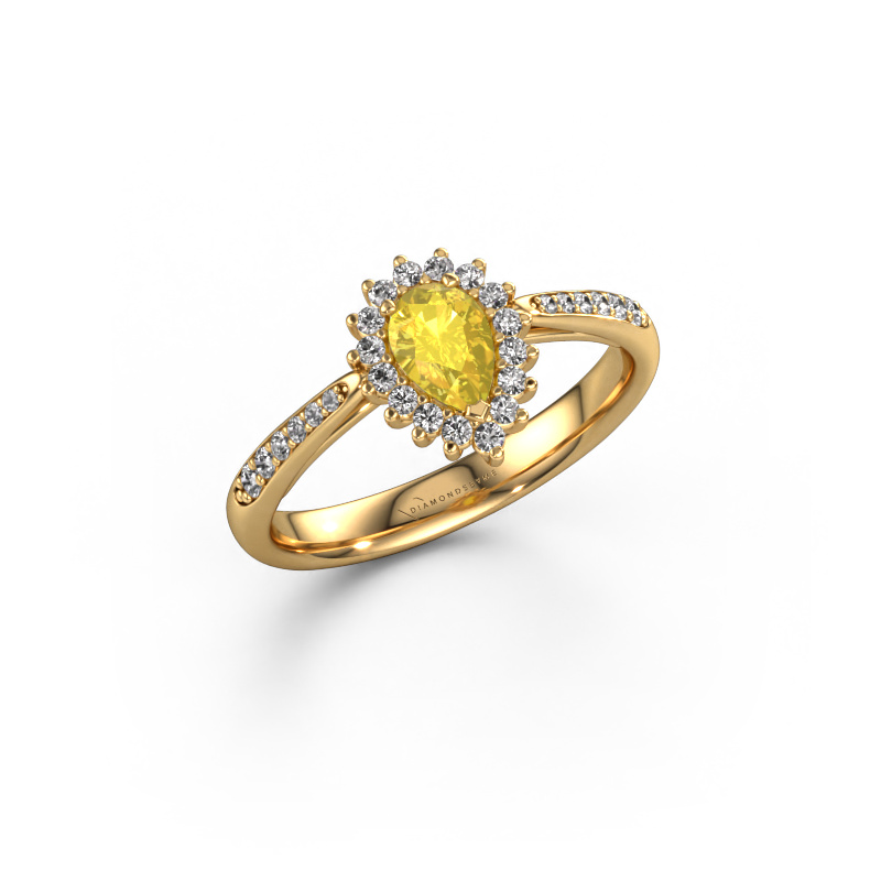 Image of Engagement ring Tilly per 2 585 gold Yellow sapphire 6x4 mm