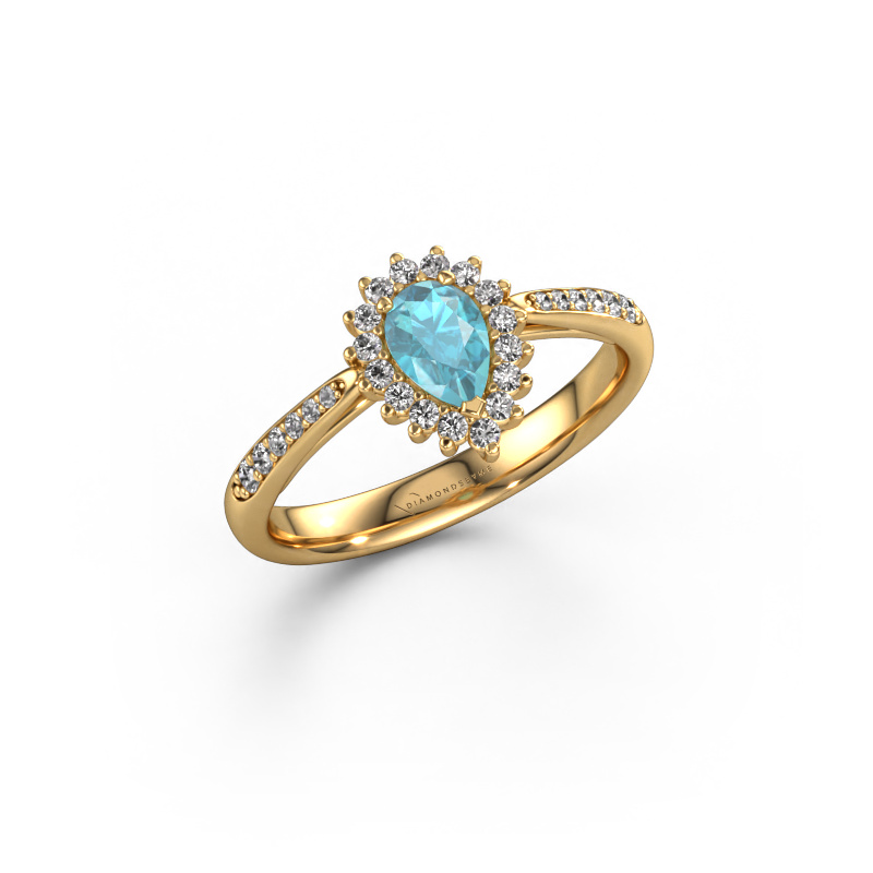 Bild von Verlobungsring Tilly per 2 585 Gold Blau Topas 6x4 mm