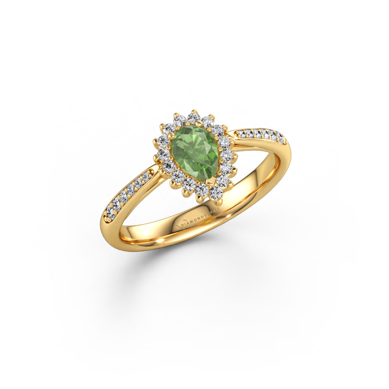 Bild von Verlobungsring Tilly per 2 585 Gold Turmalin grün 6x4 mm