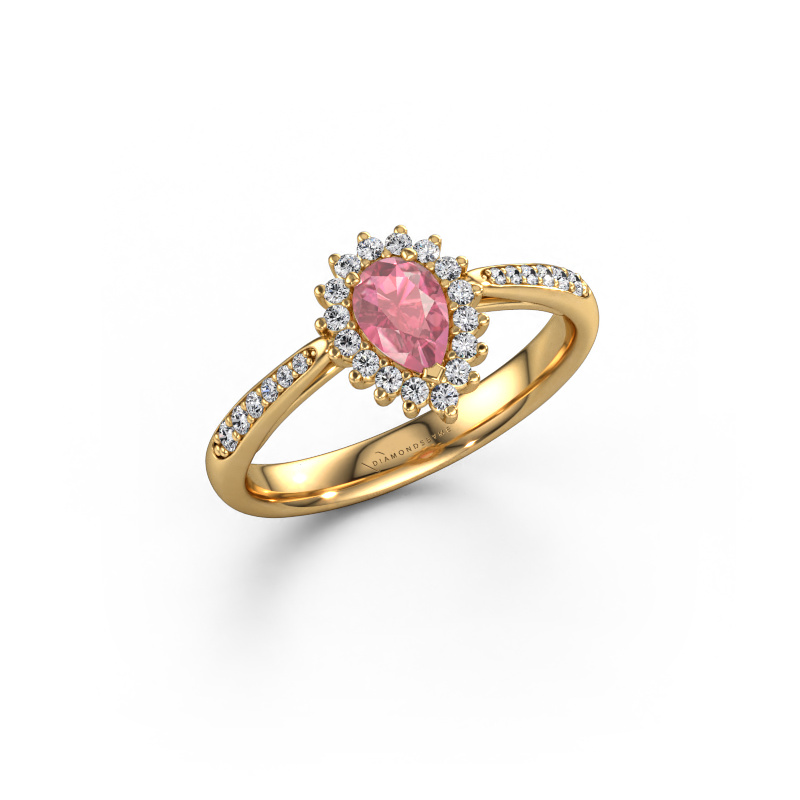 Image of Engagement ring Tilly per 2 585 gold Tourmaline pink 6x4 mm