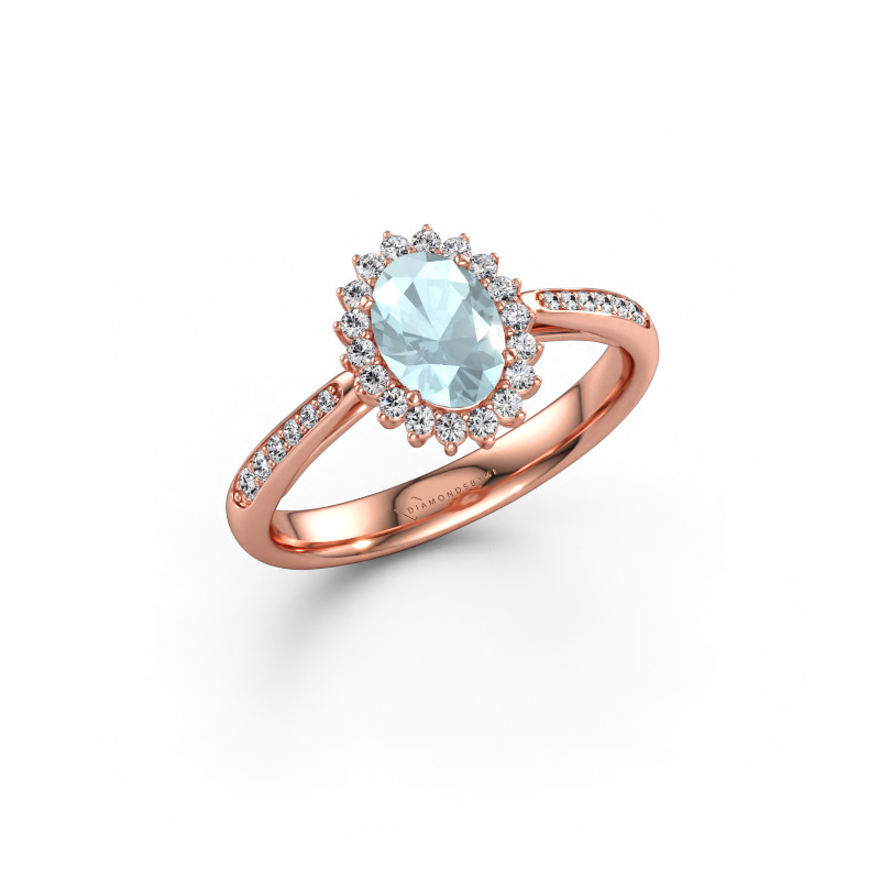 Immagine di Anello di fidanzamento Tilly ovl 2 585 oro rosa Acquamarina 7x5 mm