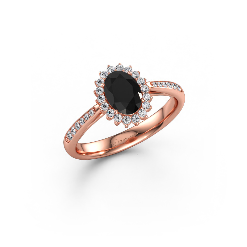 Immagine di Anello di fidanzamento Tilly ovl 2 585 oro rosa Diamante nero 1.275 crt