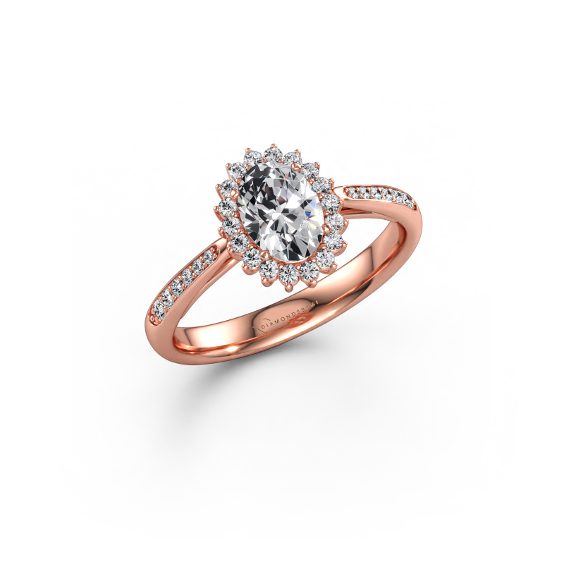 Bild av Förlovningsring Tilly ovl 2 585 roséguld Diamant efter eget val 7x5 mm