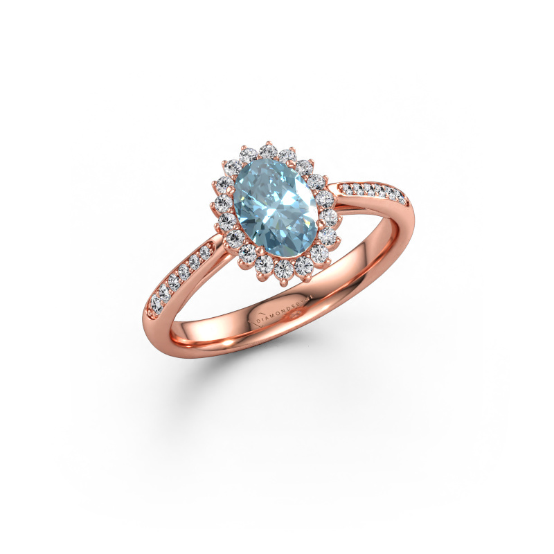 Bild av Förlovningsring Tilly ovl 2 585 roséguld Blå labbodlad diamant 7x5 mm