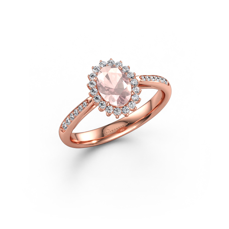 Bild av Förlovningsring Tilly ovl 2 585 roséguld Champagnefärgad morganit 7x5 mm