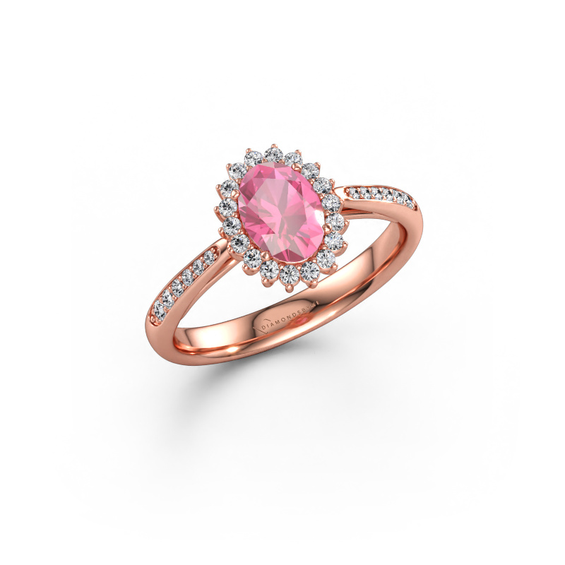 Bild av Förlovningsring Tilly ovl 2 585 roséguld Rosa safir 7x5 mm