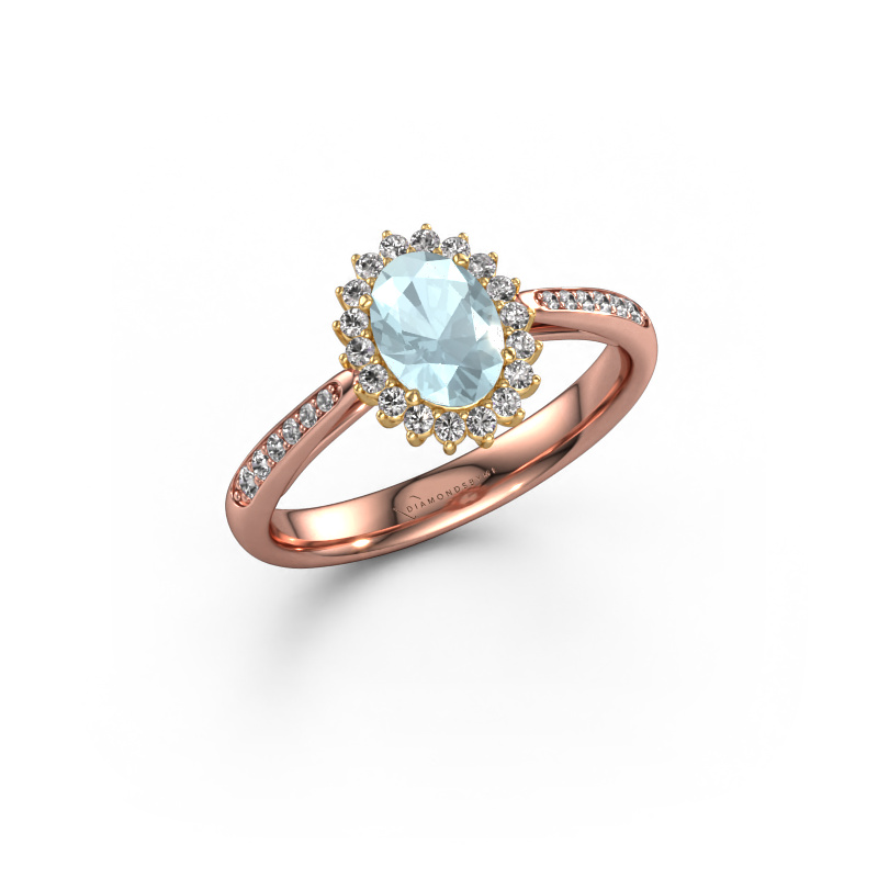 Image of Engagement ring Tilly ovl 2 585 rose gold Aquamarine 7x5 mm