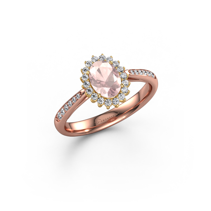 Bild von Verlobungsring Tilly ovl 2 585 Roségold Morganit Champagner 7x5 mm