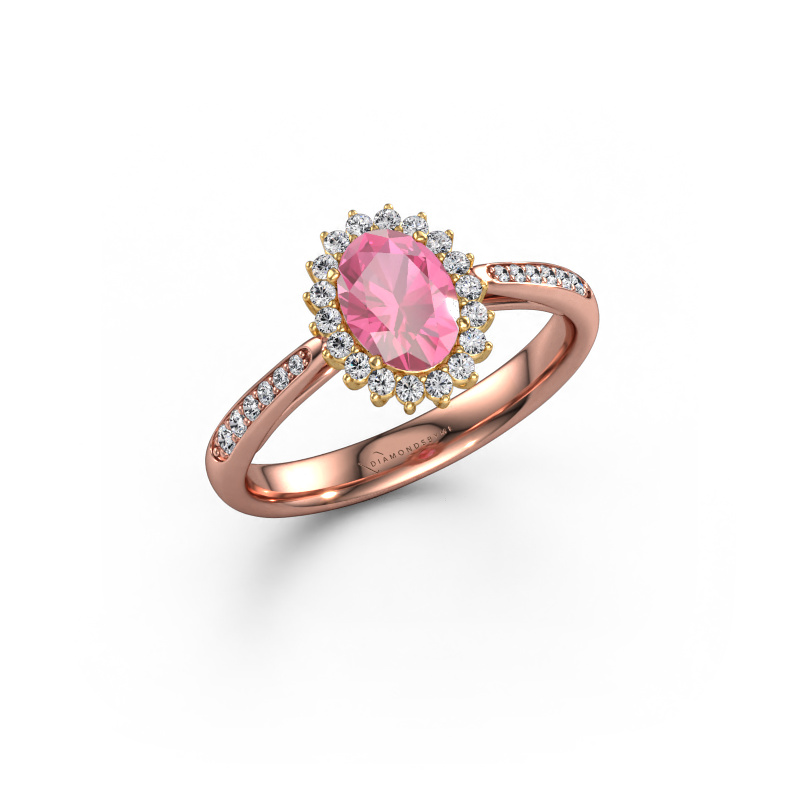 Image of Engagement ring Tilly ovl 2 585 rose gold Pink sapphire 7x5 mm