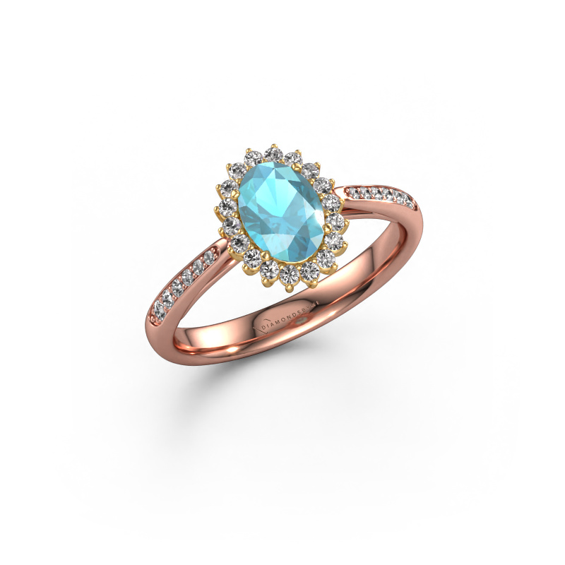 Bild von Verlobungsring Tilly ovl 2 585 Roségold Blau Topas 7x5 mm