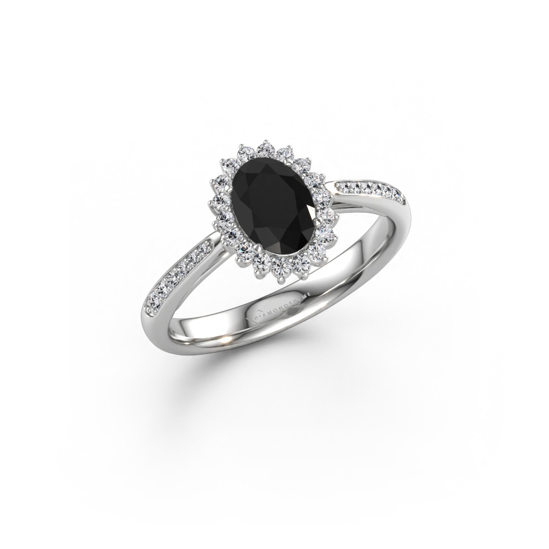 Immagine di Anello di fidanzamento Tilly ovl 2 585 oro bianco Diamante nero 1.275 crt