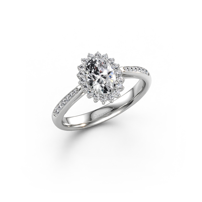Immagine di Anello di fidanzamento Tilly ovl 2 585 oro bianco Diamante lab grown 0.925 crt