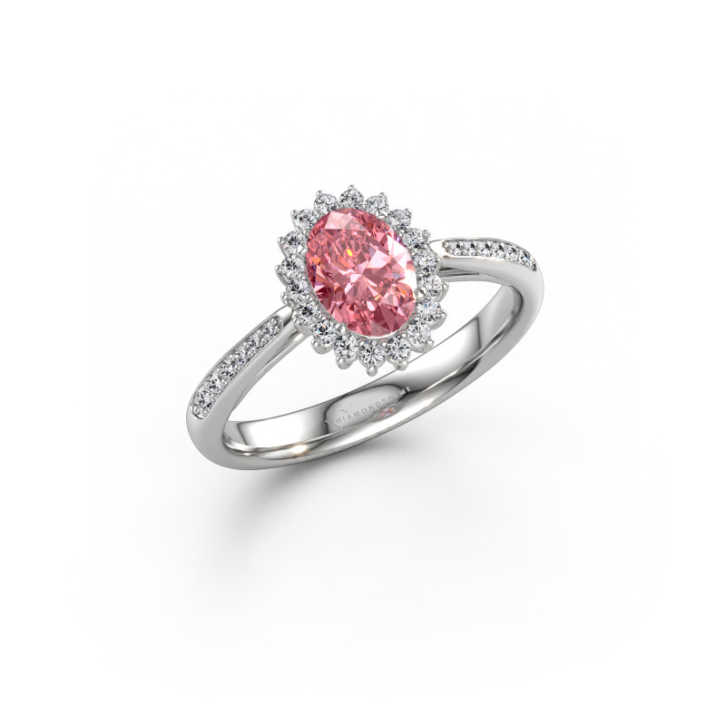 Immagine di Anello di fidanzamento Tilly ovl 2 585 oro bianco Diamante lab grown rosa 7x5 mm