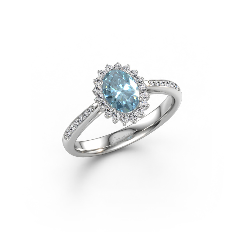Bild av Förlovningsring Tilly ovl 2 585 vitt guld Blå labbodlad diamant 7x5 mm