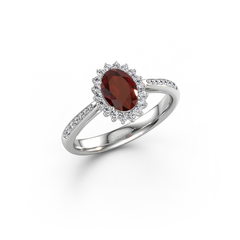 Bild von Verlobungsring Tilly ovl 2 585 Weißgold Granat 7x5 mm