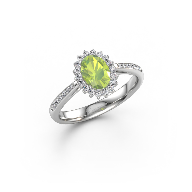 Bild von Verlobungsring Tilly ovl 2 585 Weißgold Peridot 7x5 mm