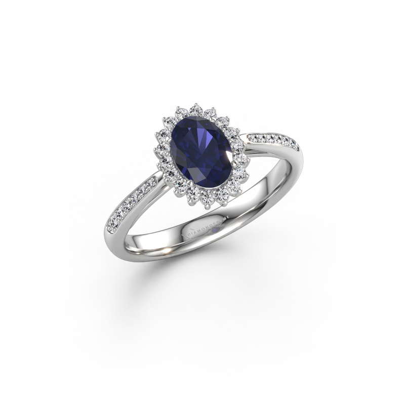 Immagine di Anello di fidanzamento Tilly ovl 2 585 oro bianco Zaffiro 7x5 mm