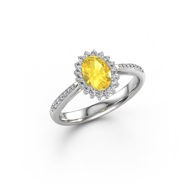 Bild av Förlovningsring Tilly ovl 2 585 vitt guld Gul safir 7x5 mm
