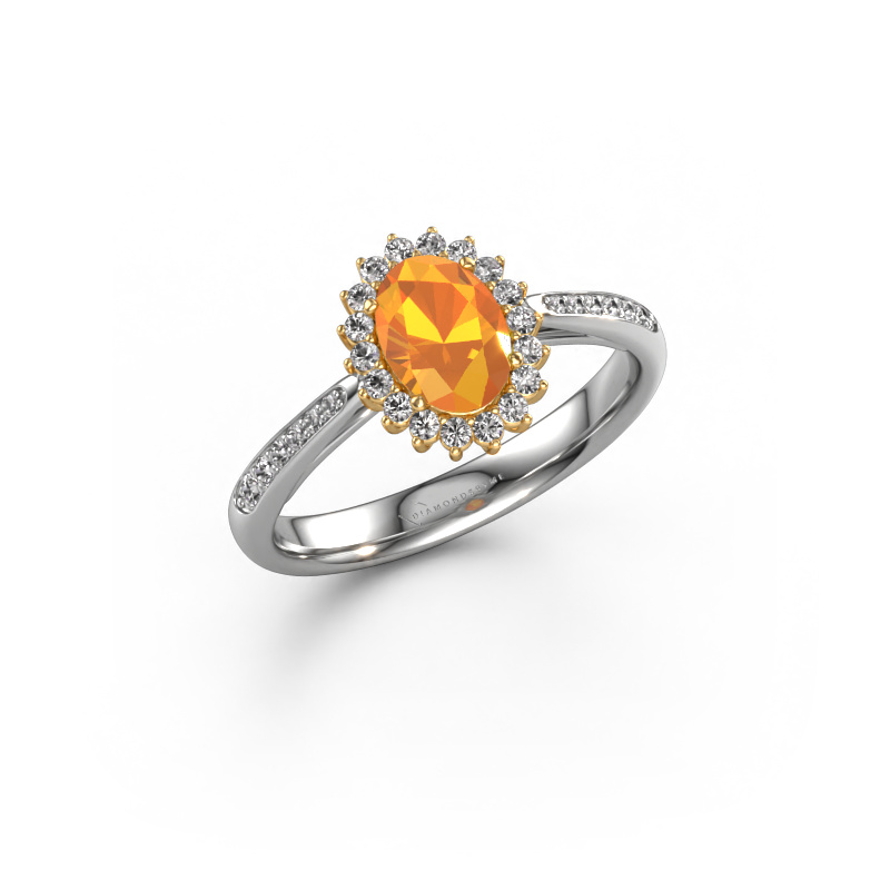 Bild von Verlobungsring Tilly ovl 2 585 Weißgold Citrin 7x5 mm
