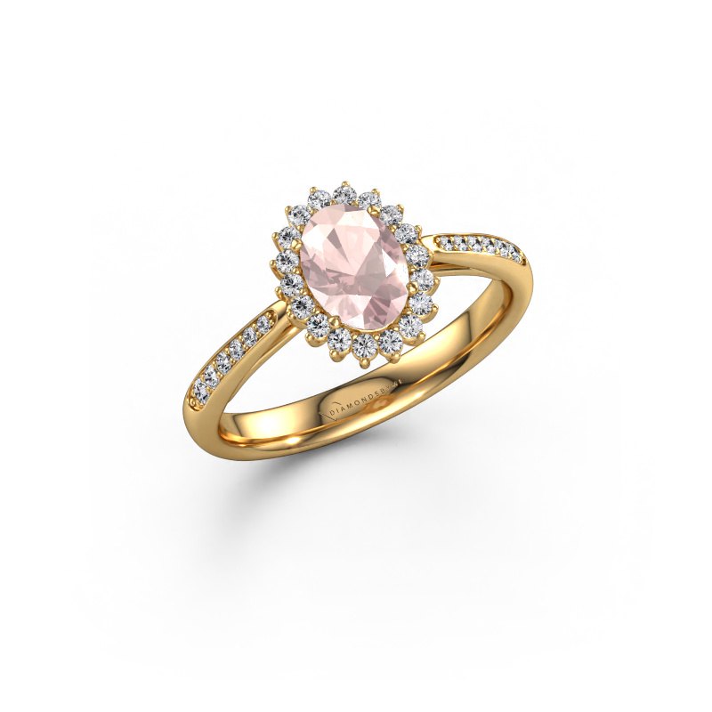 Image of Engagement ring Tilly ovl 2 585 gold Morganite champagne 7x5 mm