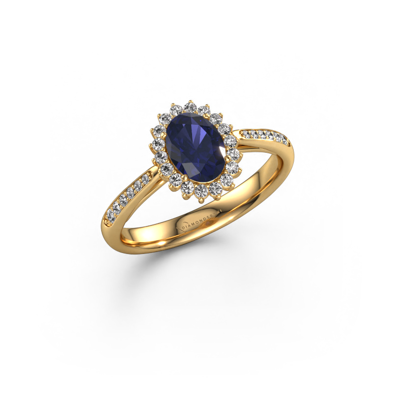 Image of Engagement ring Tilly ovl 2 585 gold Sapphire 7x5 mm