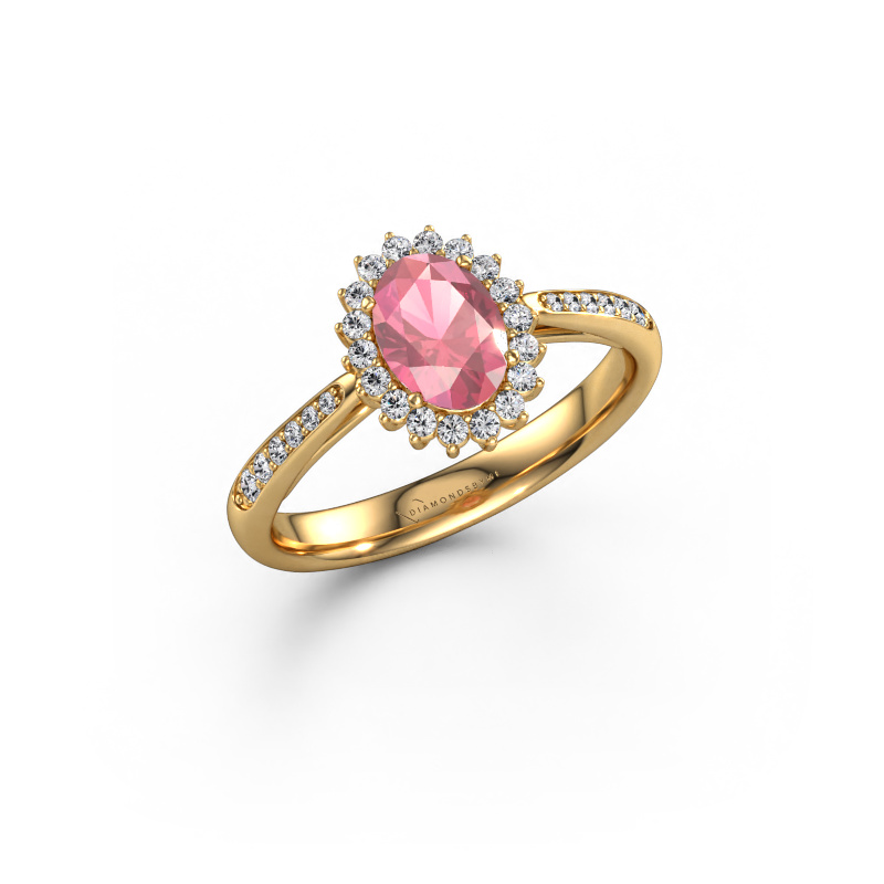 Image of Engagement ring Tilly ovl 2 585 gold Tourmaline pink 7x5 mm