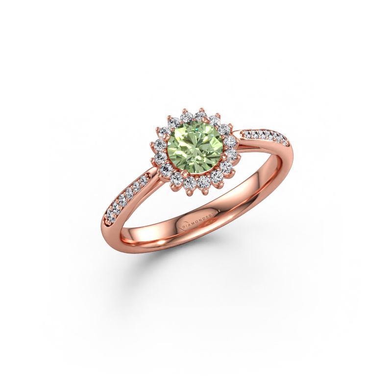 Immagine di Anello di fidanzamento Tilly RND 2 585 oro rosa Diamante lab grown verde 5 mm