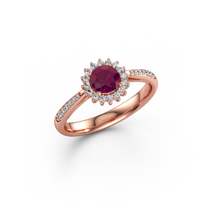 Immagine di Anello di fidanzamento Tilly RND 2 585 oro rosa Rodolite 5 mm