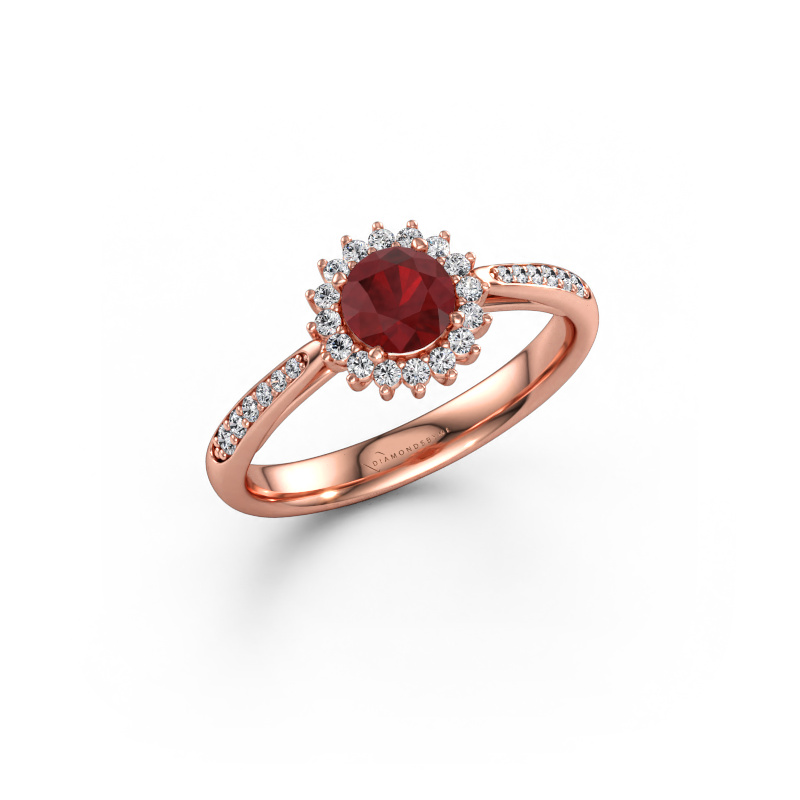 Immagine di Anello di fidanzamento Tilly RND 2 585 oro rosa Rubino 5 mm