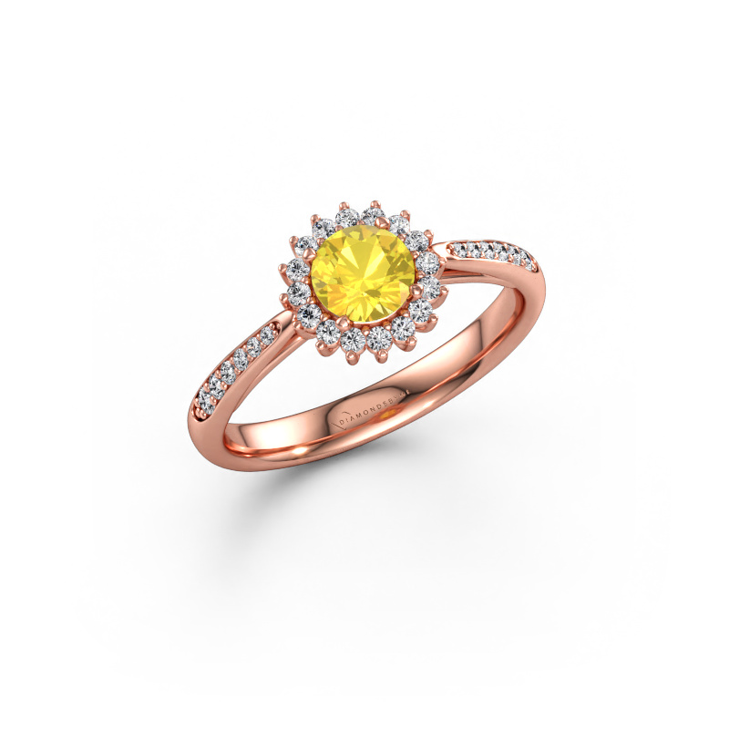 Immagine di Anello di fidanzamento Tilly RND 2 585 oro rosa Zaffiro giallo 5 mm