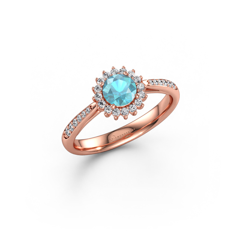 Immagine di Anello di fidanzamento Tilly RND 2 585 oro rosa Topazio blu 5 mm