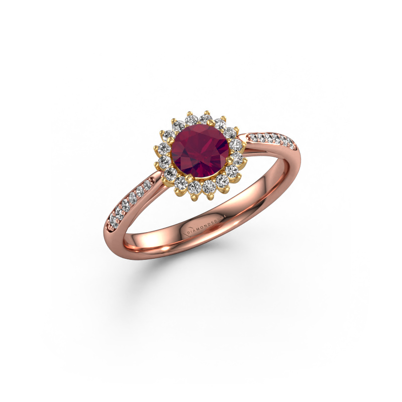 Image of Engagement ring Tilly RND 2 585 rose gold Rhodolite 5 mm