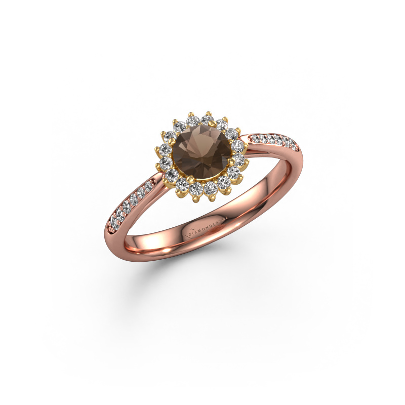 Image of Engagement ring Tilly RND 2 585 rose gold Smokey quartz 5 mm