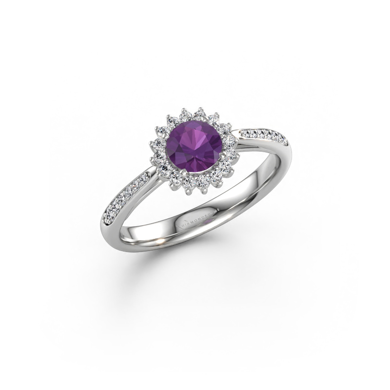 Immagine di Anello di fidanzamento Tilly RND 2 585 oro bianco Ametista 5 mm